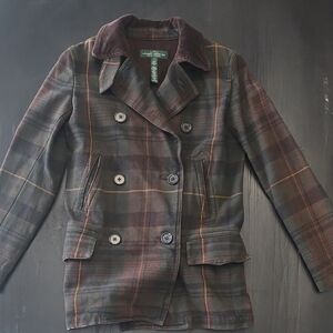 Lauren Ralph Lauren Multicolor Plaid Pea Coat